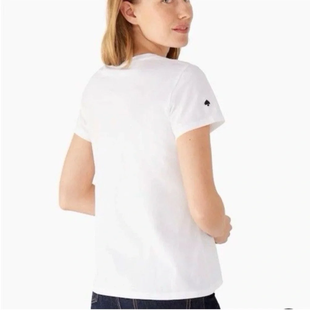 kate spade White Short-Sleeve Tee with Black Minnie Mousse Patch Disney colab